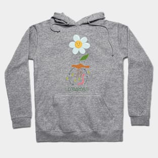 Flower in pile of ground, Composting process illustration Hoodie